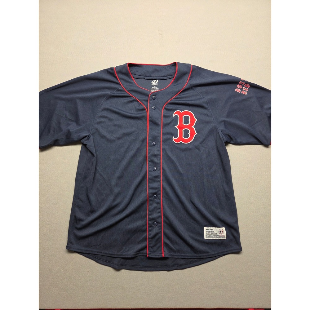 Dynasty Boston Red Sox Baseball Jersey Mens XL Navy Blue Mesh MLB Button Front